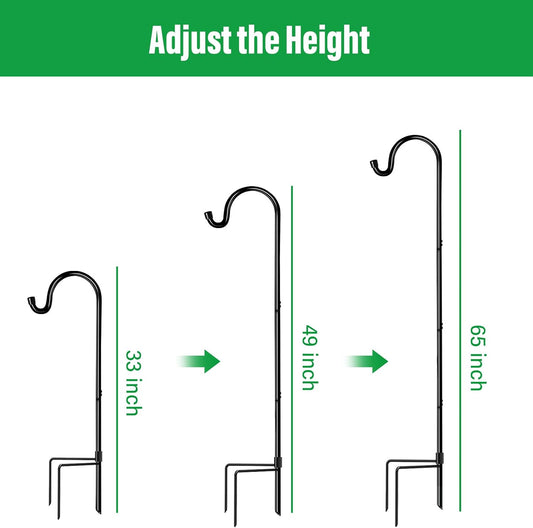 4 Pack 65 Inch Adjustable Shepherd Hook for Garden Decor