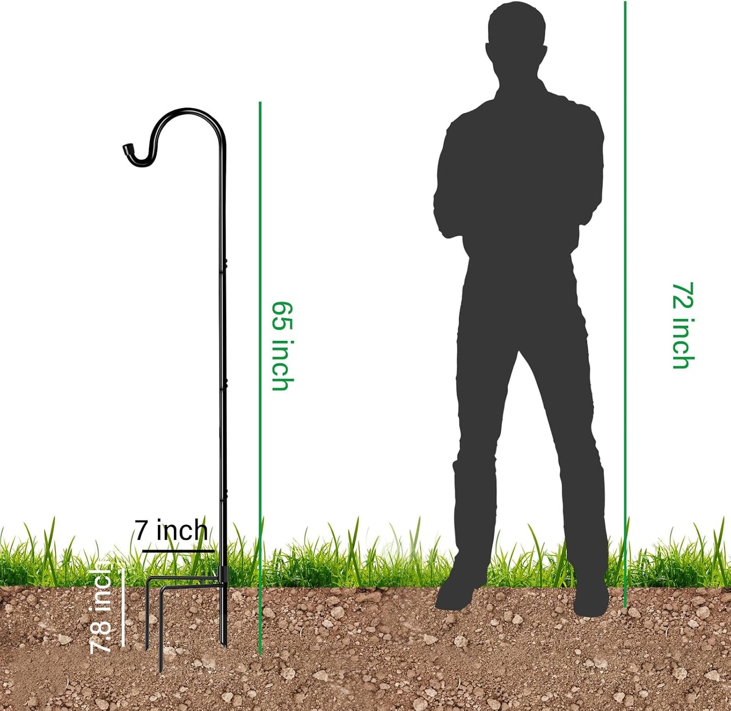 4 Pack 65 Inch Adjustable Shepherd Hook for Garden Decor
