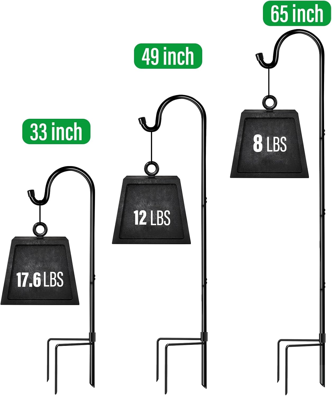 4 Pack 65 Inch Adjustable Shepherd Hook for Garden Decor