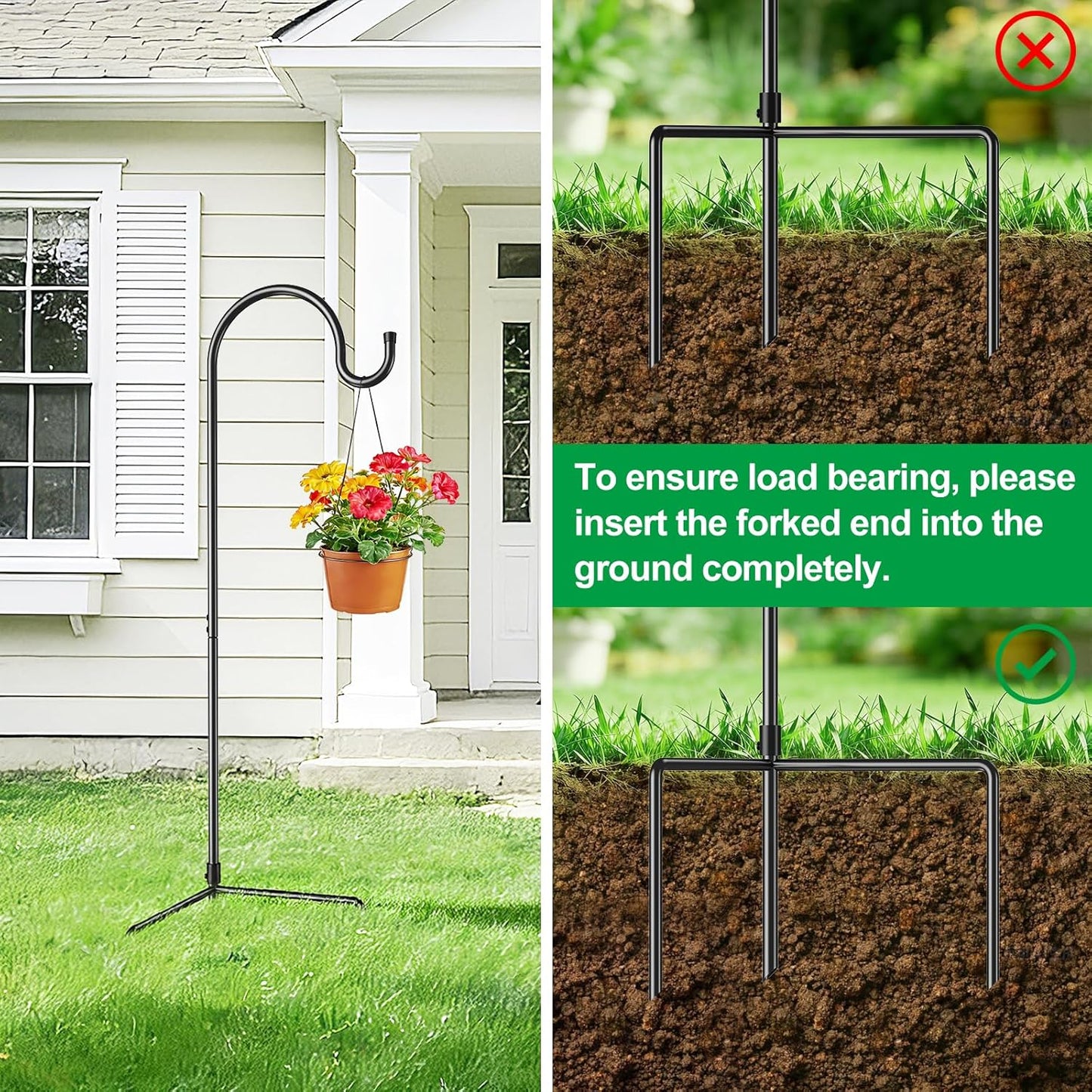 4 Pack 65 Inch Adjustable Shepherd Hook for Garden Decor