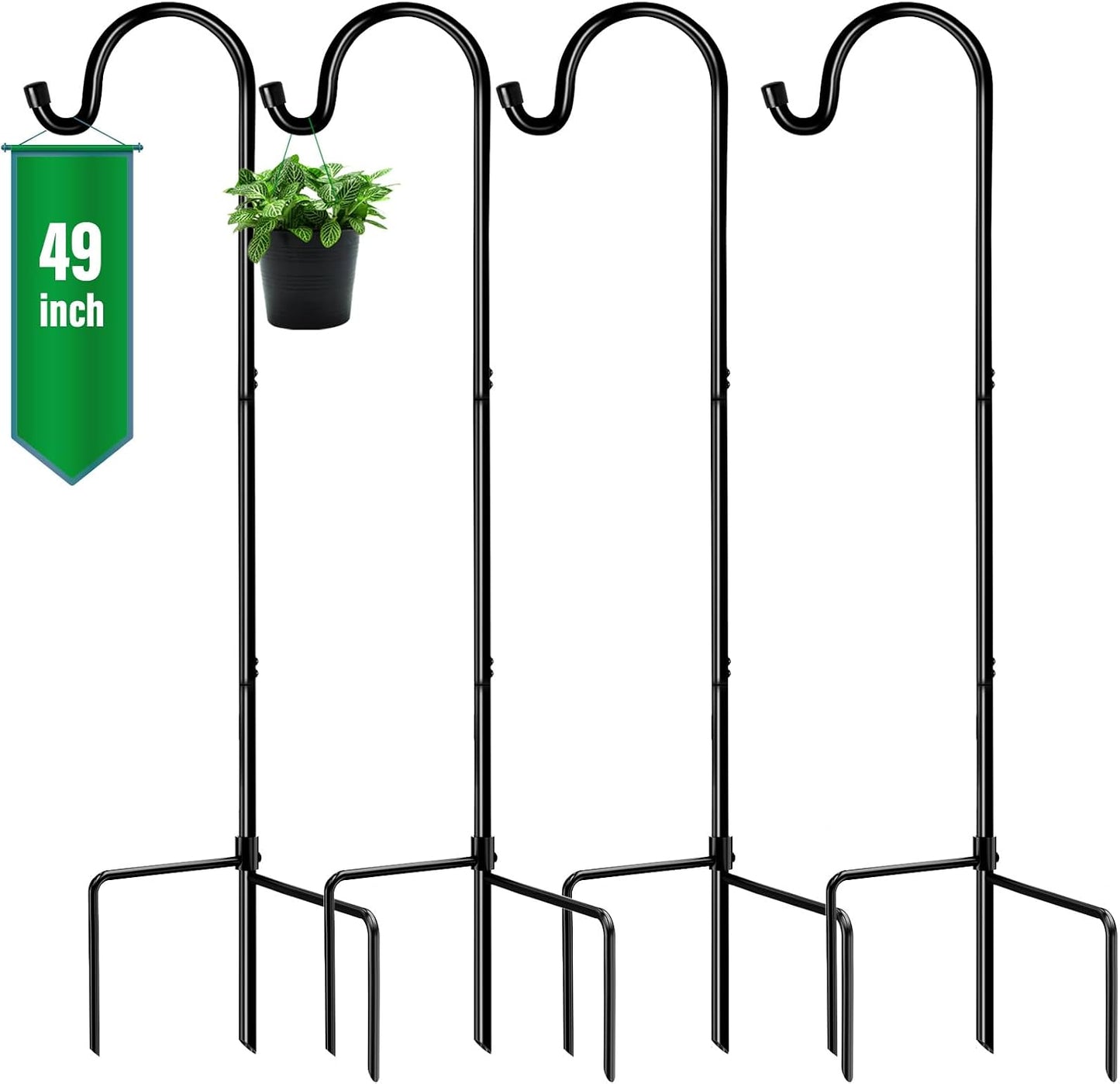 4 Pack 65 Inch Adjustable Shepherd Hook for Garden Decor
