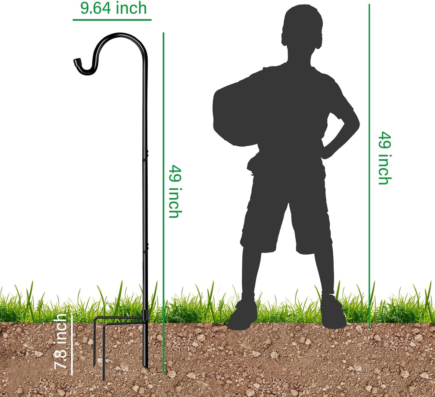 4 Pack 65 Inch Adjustable Shepherd Hook for Garden Decor