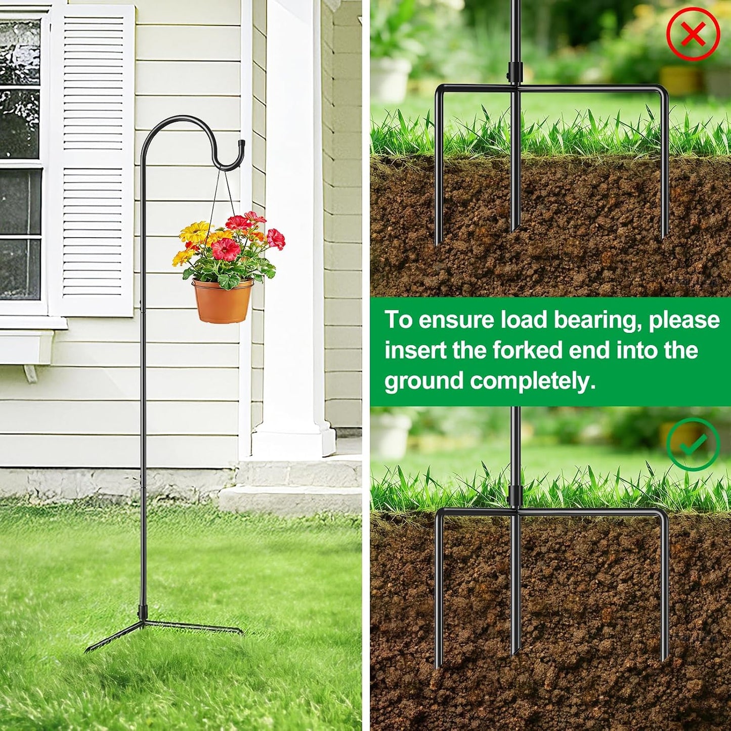 4 Pack 65 Inch Adjustable Shepherd Hook for Garden Decor