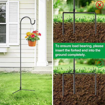 4 Pack 65 Inch Adjustable Shepherd Hook for Garden Decor