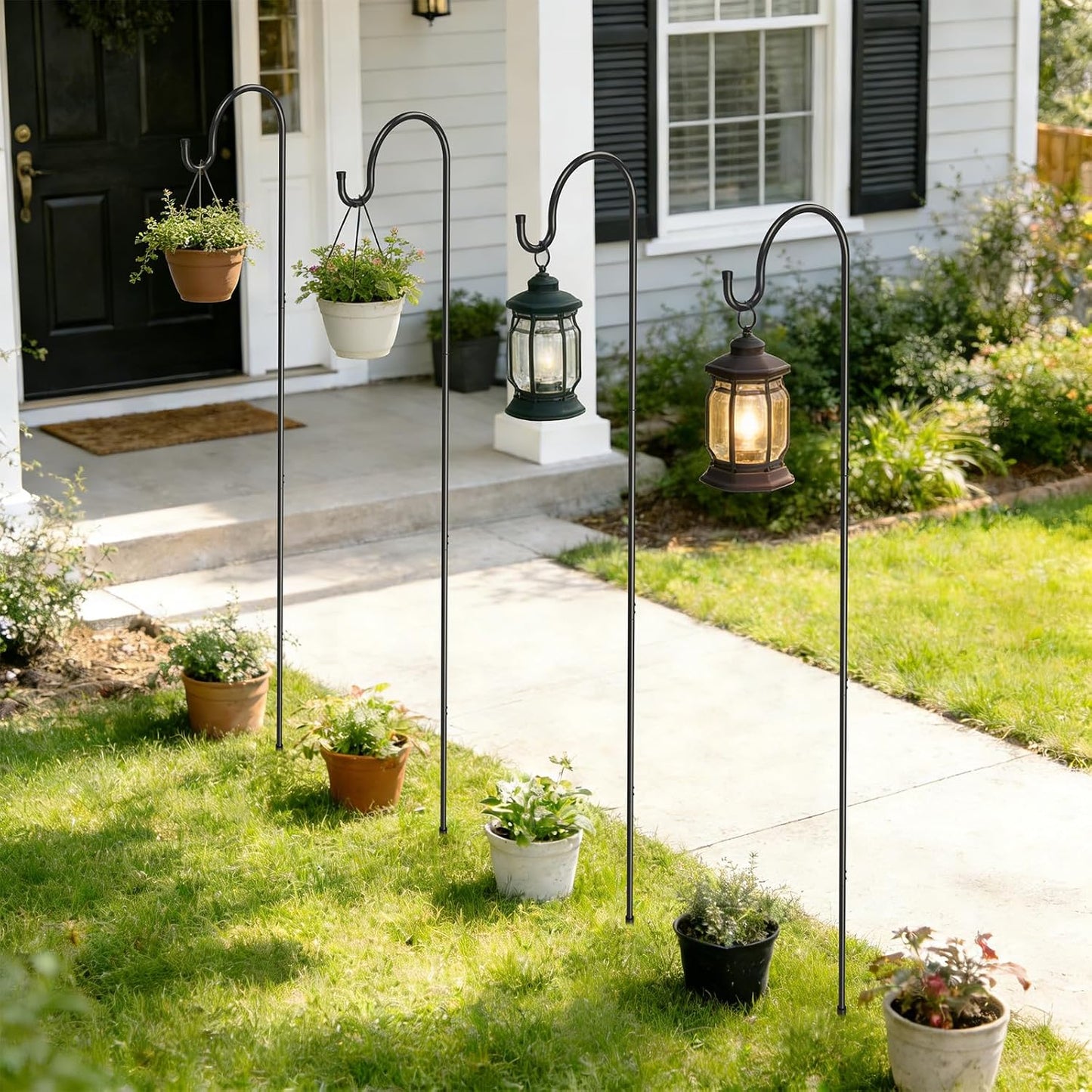 4 Pack 65 Inch Adjustable Shepherd Hook for Garden Decor