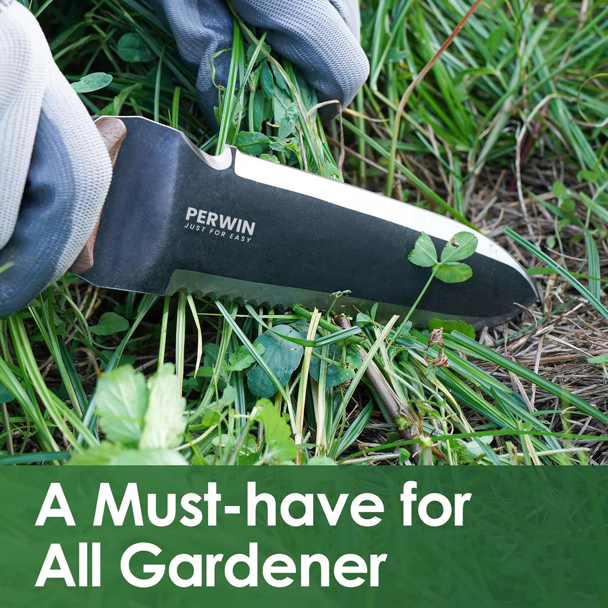 Hori Hori Garden Knife, Garden Tools with Sheath for Weeding, Planting, Digging, 7" Stainless Steel Blade with Cutting Edge, Full-Tang Wood Handle with Hanging Hole