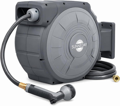 TW-30B 100ft Retractable Hose Reel 5/8 | Automatic Retractable w/Wall Mount | Easy to Assemble Reel w/Flexible Swivel Mount (100 5/8)