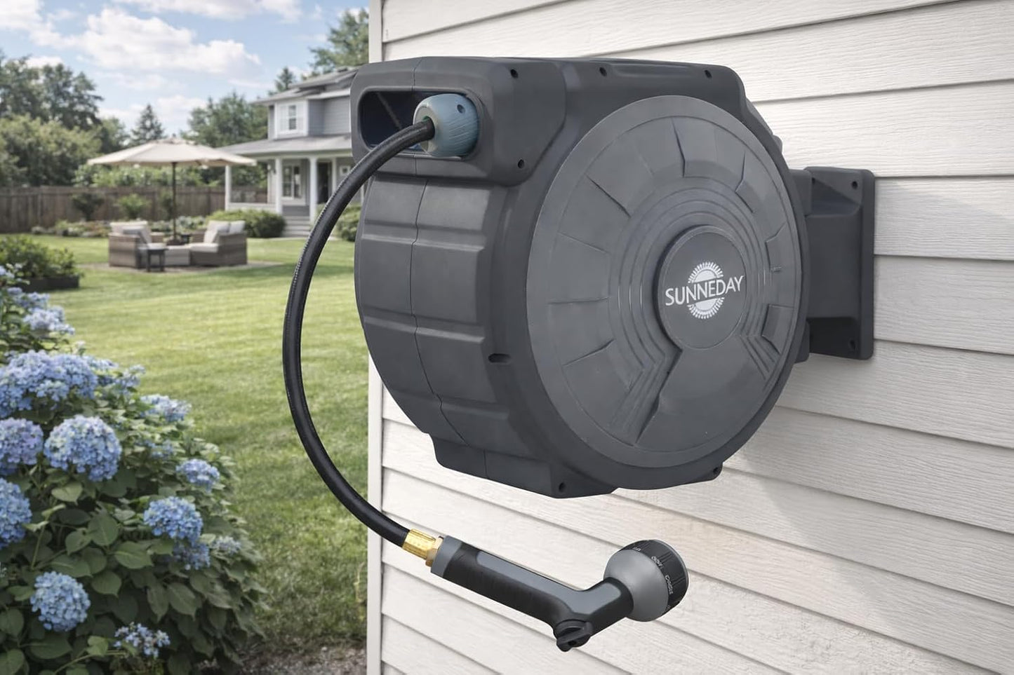 TW-30B 100ft Retractable Hose Reel 5/8 | Automatic Retractable w/Wall Mount | Easy to Assemble Reel w/Flexible Swivel Mount (100 5/8)
