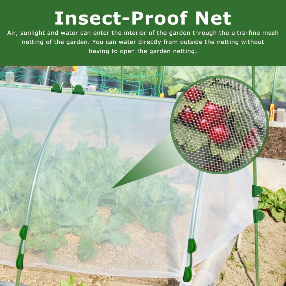 Garden Netting Kit for Raised Beds, 10 x 30 ft Fine Mesh Plant Netting