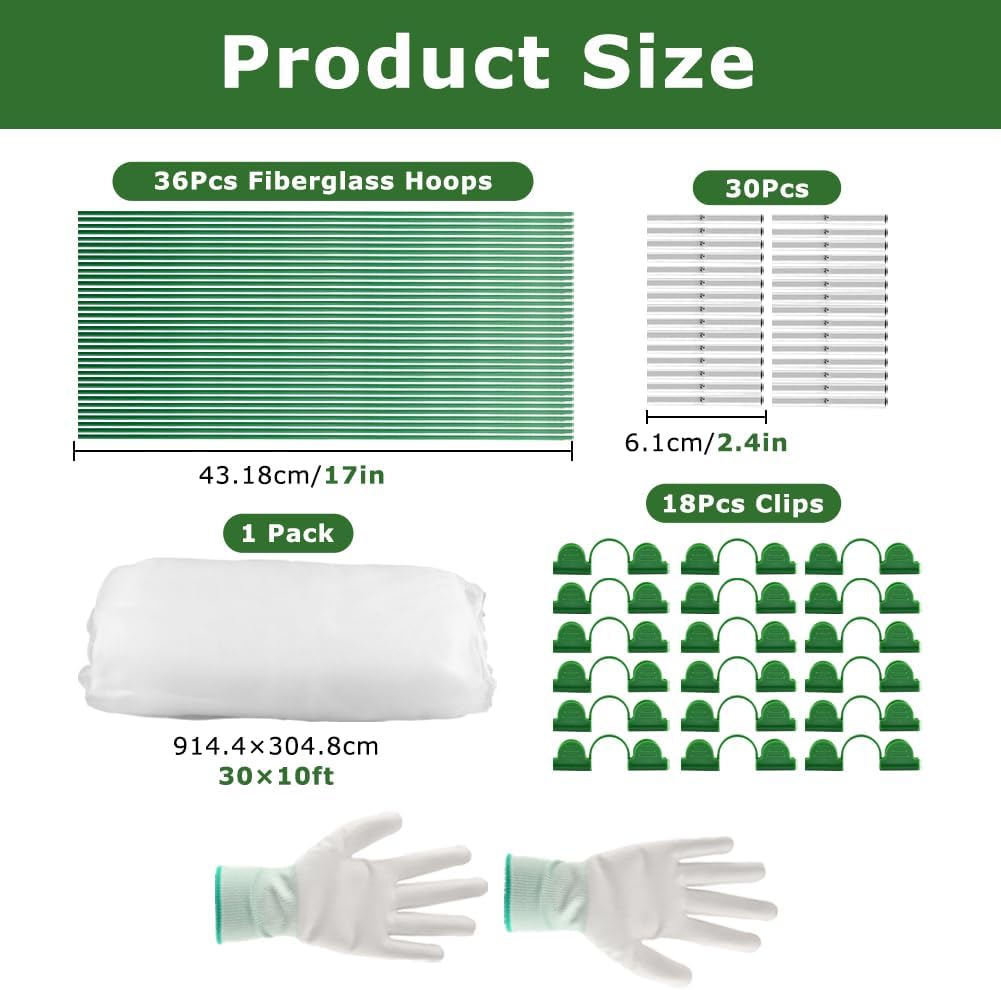 Garden Netting Kit for Raised Beds, 10 x 30 ft Fine Mesh Plant Netting