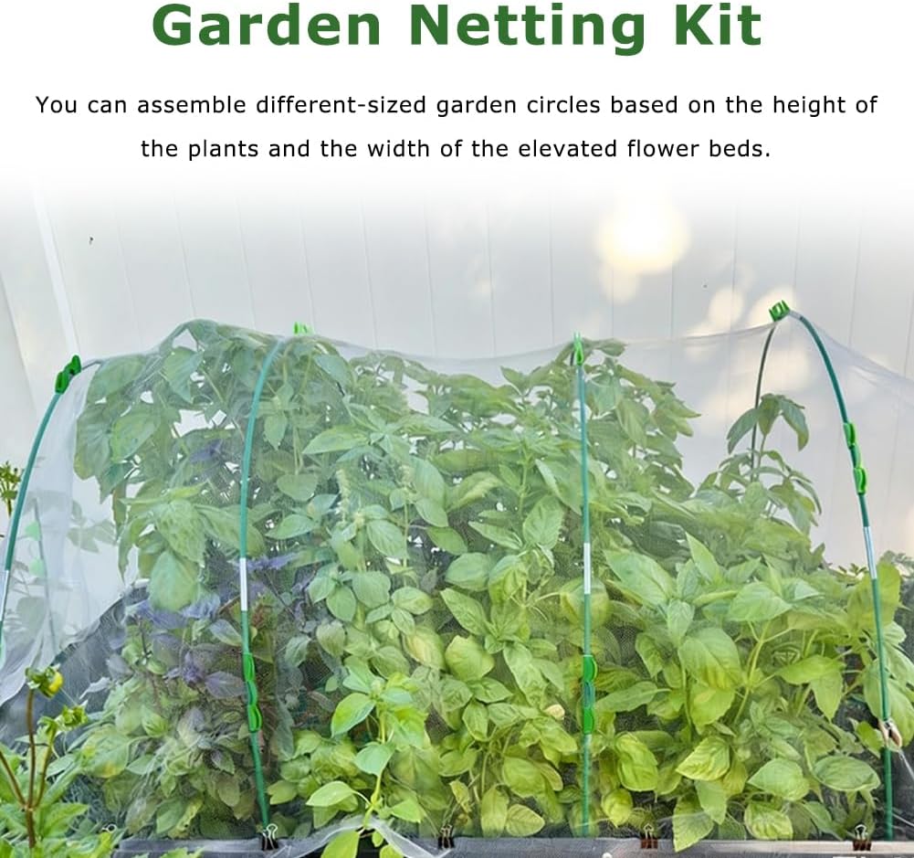 Garden Netting Kit for Raised Beds, 10 x 30 ft Fine Mesh Plant Netting