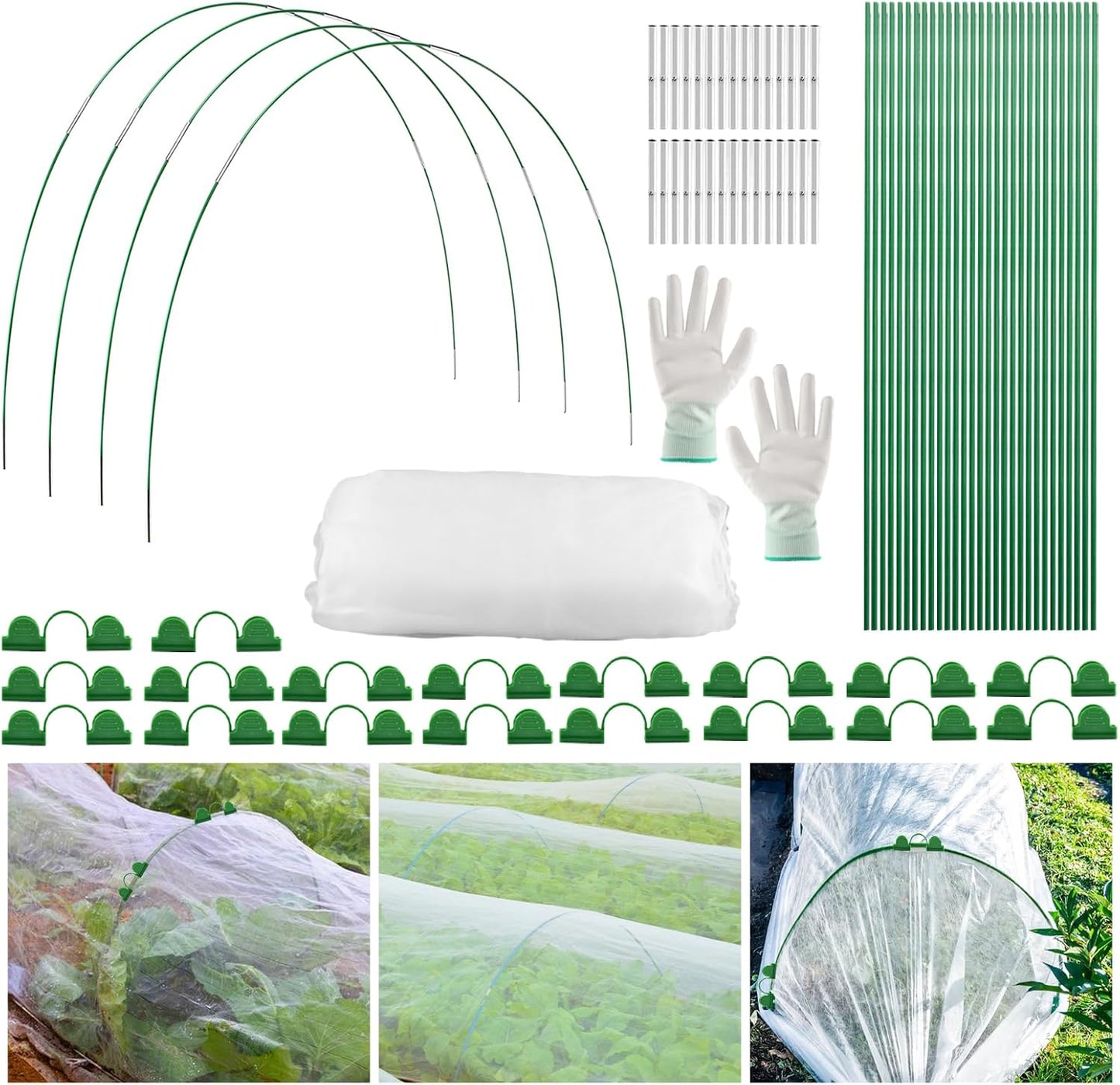 Garden Netting Kit for Raised Beds, 10 x 30 ft Fine Mesh Plant Netting