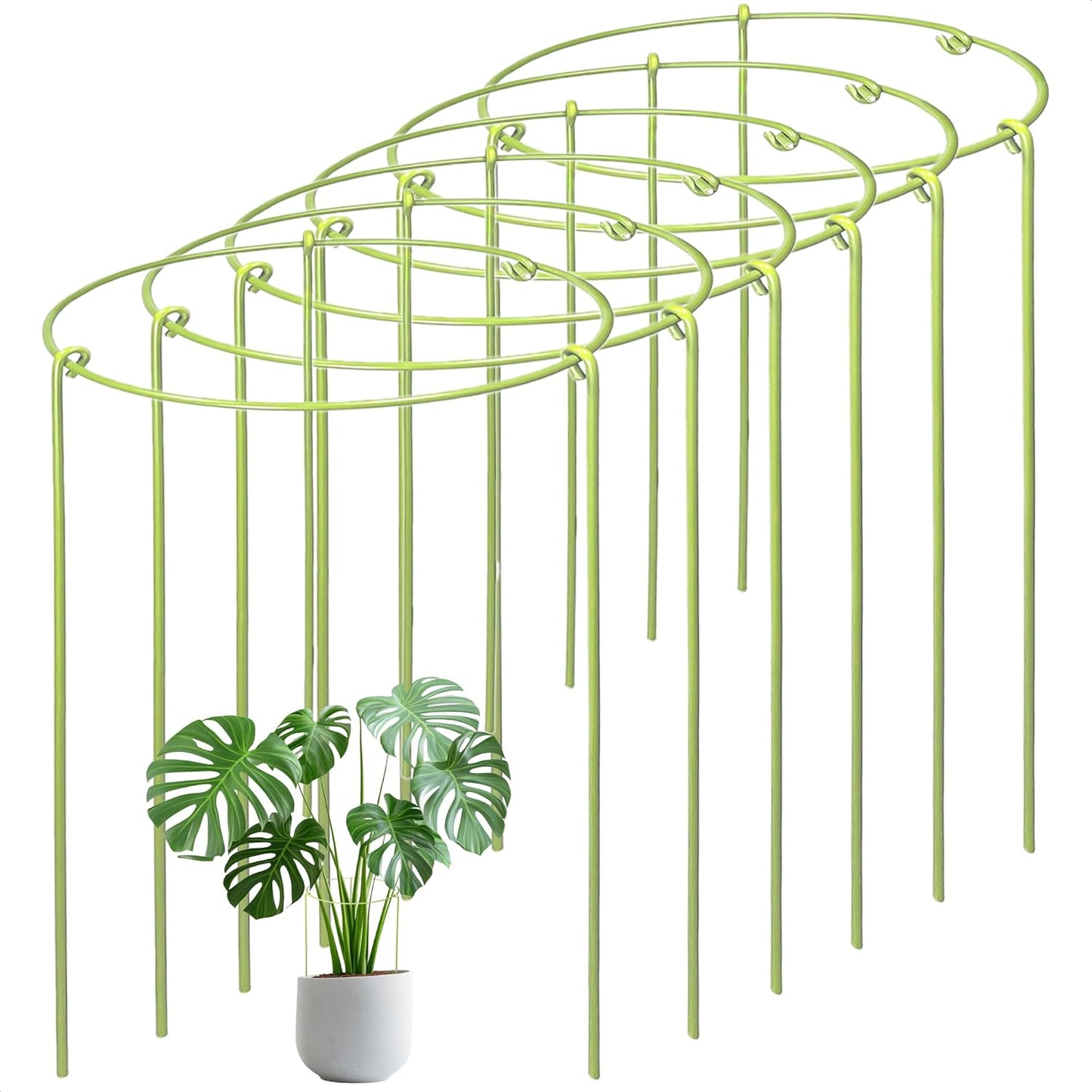 3-Pack Heavy Duty Plant Stakes and Supports for Indoor Outdoor Plants, Metal Support Stakes & Cage Rings, Ideal for Monstera, Peonies, Roses (10" W x 17" H)