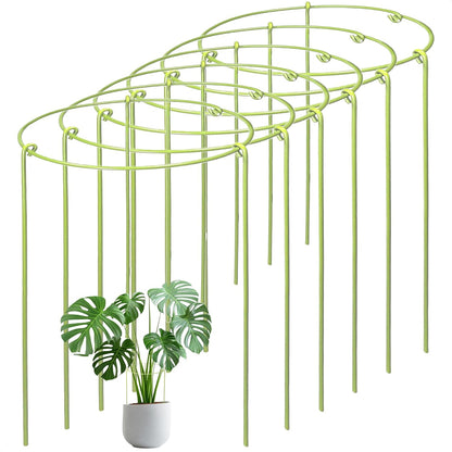 3-Pack Heavy Duty Plant Stakes and Supports for Indoor Outdoor Plants, Metal Support Stakes & Cage Rings, Ideal for Monstera, Peonies, Roses (10" W x 17" H)