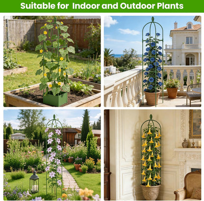 2 Pack Garden Obelisk Trellis for Climbing Plants, 71" Rustproof Metal Tower Plant Support Cages, Rose Trellis for Tomato Potted Flowers Vegetables Vines, Indoor Outdoor Garden Patio