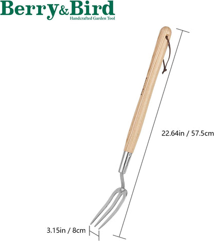 Garden Hand Fork, 22.6 In Long Handle Stainless Steel Weed Fork