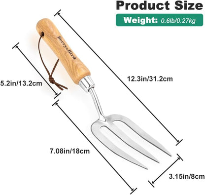 Garden Hand Fork, 22.6 In Long Handle Stainless Steel Weed Fork
