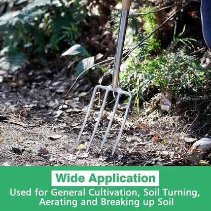 Garden Hand Fork, 22.6 In Long Handle Stainless Steel Weed Fork