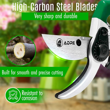 Bypass Garden Pruning Shears – 8-inch Professional Pruning Shears for Gardening – High Carbon Steel Garden Clippers with Non-Slip Handles – Sharp Hand Pruners for Small Branches, Pruning Trimming