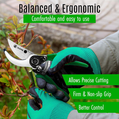 Bypass Garden Pruning Shears – 8-inch Professional Pruning Shears for Gardening – High Carbon Steel Garden Clippers with Non-Slip Handles – Sharp Hand Pruners for Small Branches, Pruning Trimming