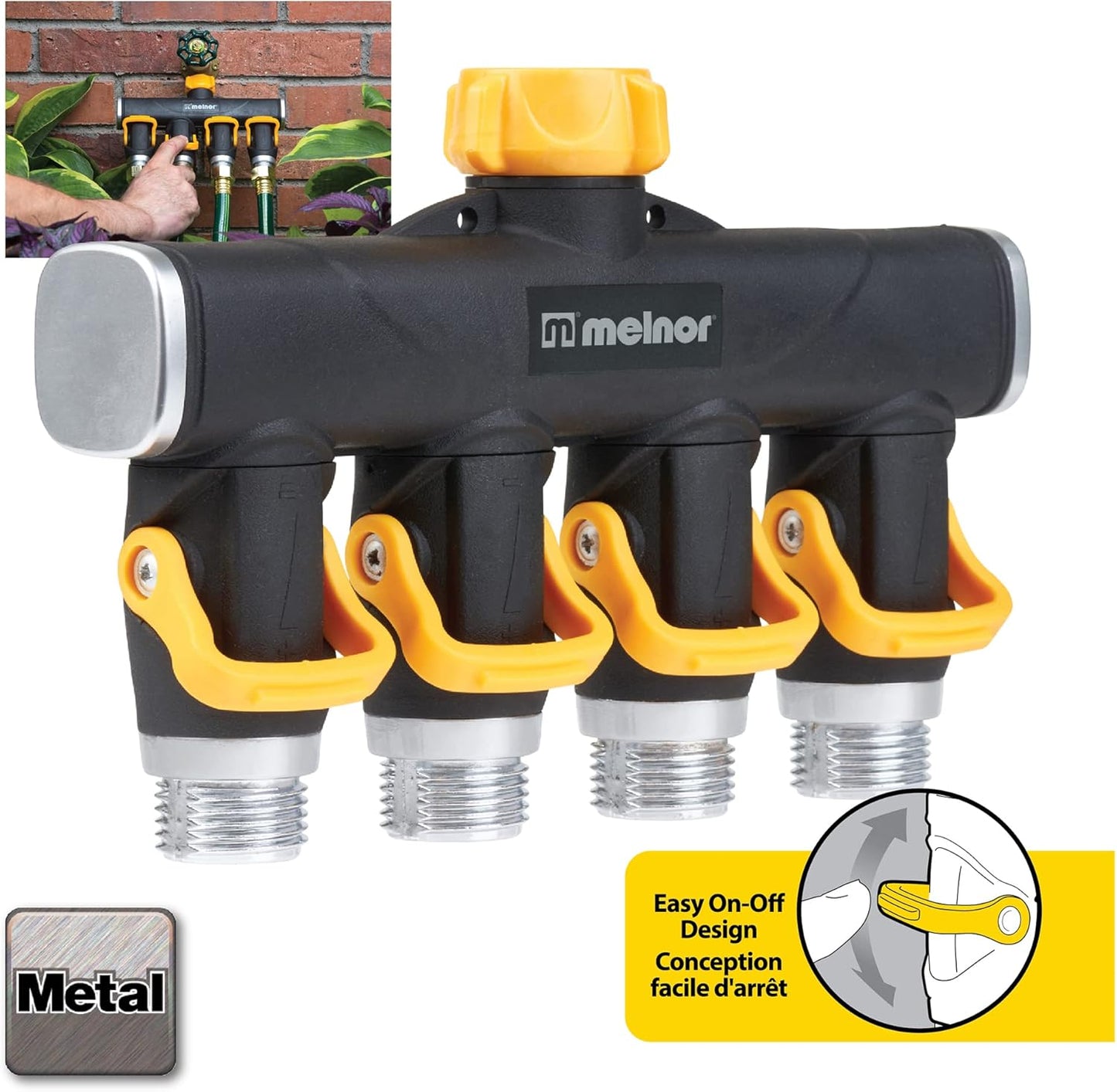 65135AMZ 4 Way Lever Flow Through Valve Connector Bundle, Yellow, Black