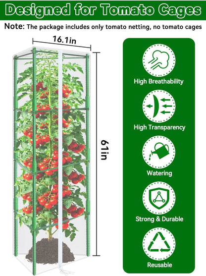 61x16.1 in Garden Tomato Plant Cover Netting for Tomato Cage