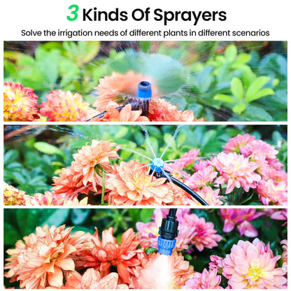 230FT Quick-Connect Drip Irrigation System Kit, Automatic Garden Watering System with 1/4" & 1/2" Fast-Lock Tubing - Adjustable Nozzles & Sprinklers for Garden, Greenhouse, Lawn, Potted Plants