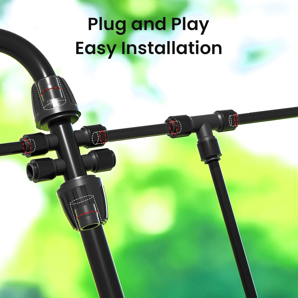 230FT Quick-Connect Drip Irrigation System Kit, Automatic Garden Watering System with 1/4" & 1/2" Fast-Lock Tubing - Adjustable Nozzles & Sprinklers for Garden, Greenhouse, Lawn, Potted Plants