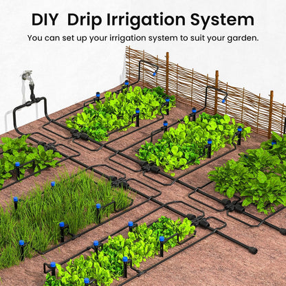 230FT Quick-Connect Drip Irrigation System Kit, Automatic Garden Watering System with 1/4" & 1/2" Fast-Lock Tubing - Adjustable Nozzles & Sprinklers for Garden, Greenhouse, Lawn, Potted Plants