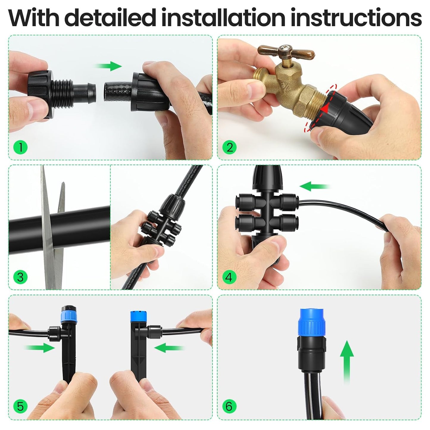 230FT Quick-Connect Drip Irrigation System Kit, Automatic Garden Watering System with 1/4" & 1/2" Fast-Lock Tubing - Adjustable Nozzles & Sprinklers for Garden, Greenhouse, Lawn, Potted Plants
