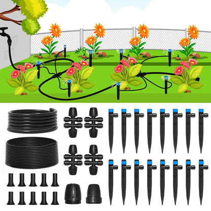 230FT Quick-Connect Drip Irrigation System Kit, Automatic Garden Watering System with 1/4" & 1/2" Fast-Lock Tubing - Adjustable Nozzles & Sprinklers for Garden, Greenhouse, Lawn, Potted Plants