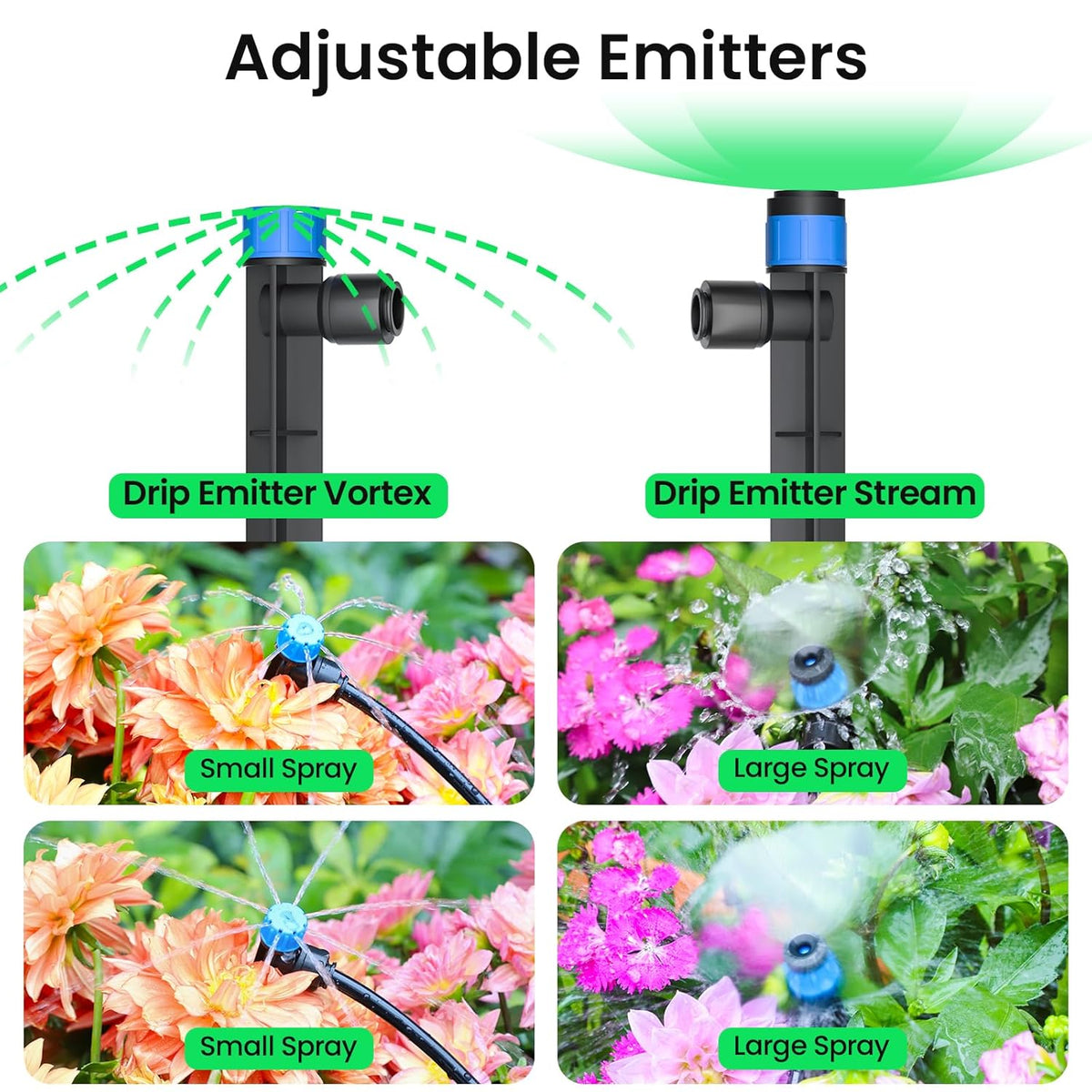 230FT Quick-Connect Drip Irrigation System Kit, Automatic Garden Watering System with 1/4" & 1/2" Fast-Lock Tubing - Adjustable Nozzles & Sprinklers for Garden, Greenhouse, Lawn, Potted Plants