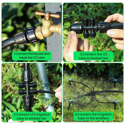 230FT Quick-Connect Drip Irrigation System Kit, Automatic Garden Watering System with 1/4" & 1/2" Fast-Lock Tubing - Adjustable Nozzles & Sprinklers for Garden, Greenhouse, Lawn, Potted Plants