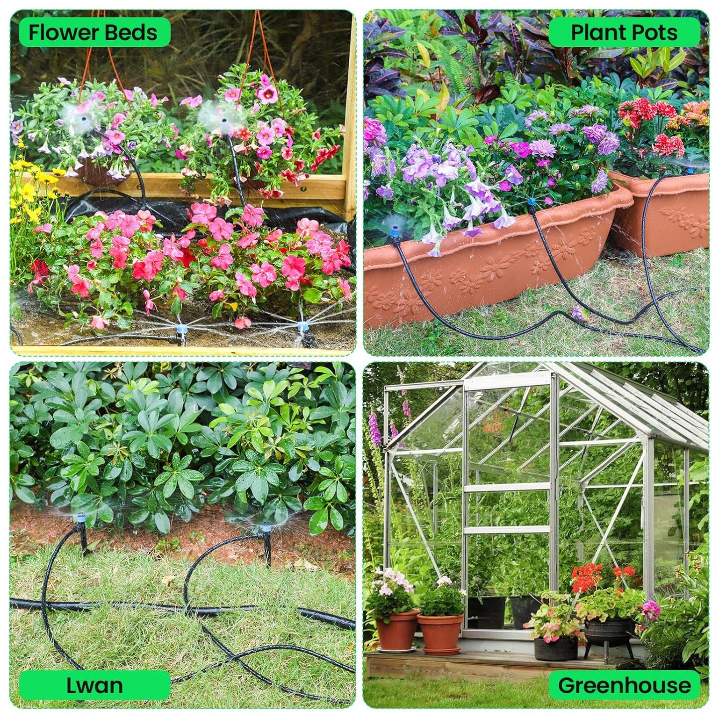 230FT Quick-Connect Drip Irrigation System Kit, Automatic Garden Watering System with 1/4" & 1/2" Fast-Lock Tubing - Adjustable Nozzles & Sprinklers for Garden, Greenhouse, Lawn, Potted Plants