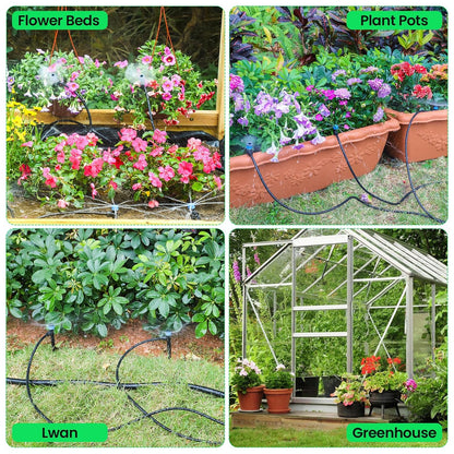 230FT Quick-Connect Drip Irrigation System Kit, Automatic Garden Watering System with 1/4" & 1/2" Fast-Lock Tubing - Adjustable Nozzles & Sprinklers for Garden, Greenhouse, Lawn, Potted Plants