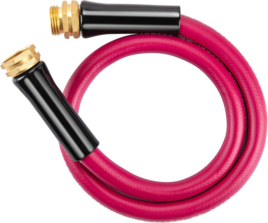 Short Garden Hose 3ft Heavy Duty Durable Anti Kink Flexible 5/8 in Water Leader Hose for Drinking Water Safe BPA Free, All-weather Lightweight Water Hose for Garden RV Camper Marine