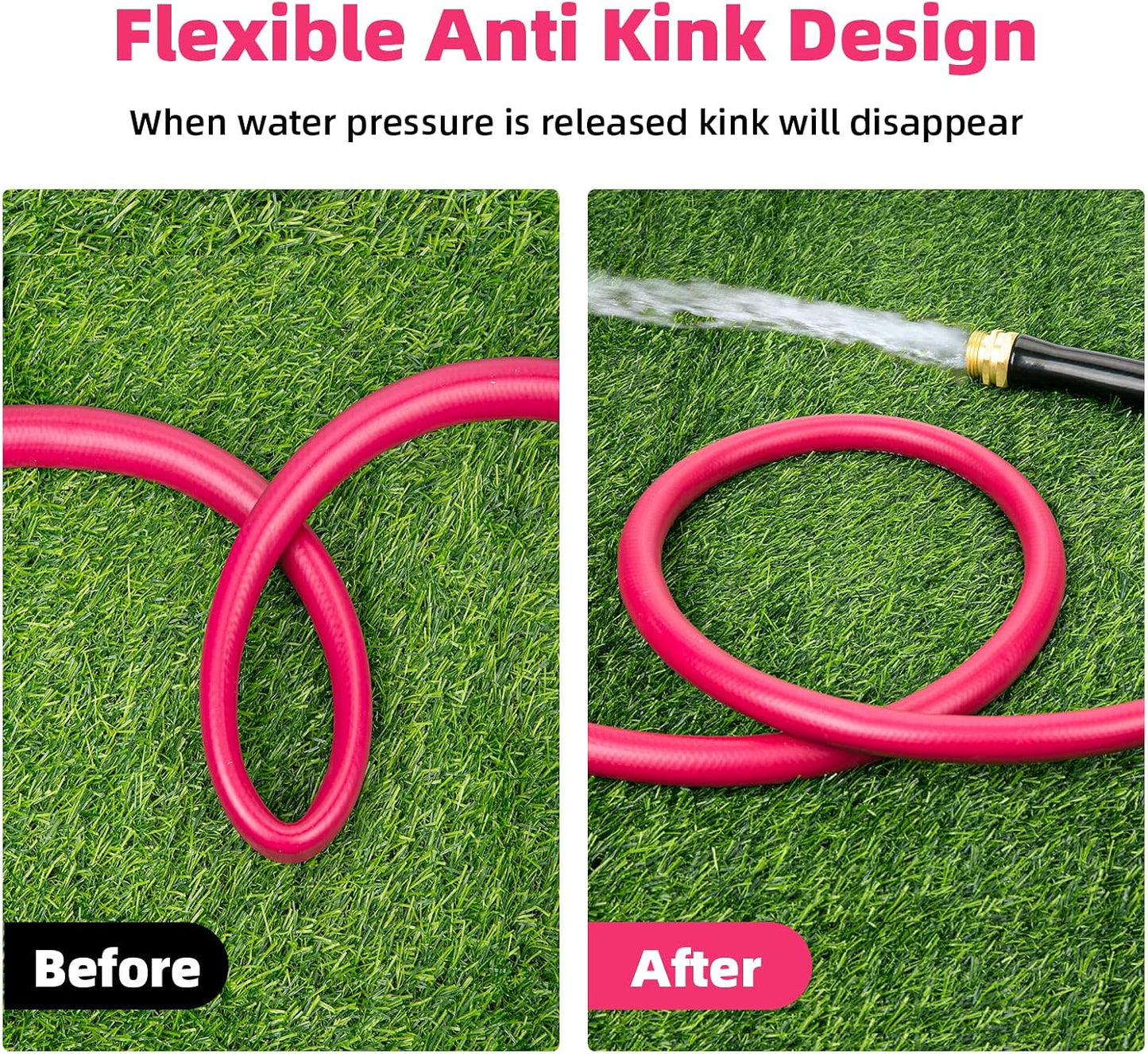 Short Garden Hose 3ft Heavy Duty Durable Anti Kink Flexible 5/8 in Water Leader Hose for Drinking Water Safe BPA Free, All-weather Lightweight Water Hose for Garden RV Camper Marine