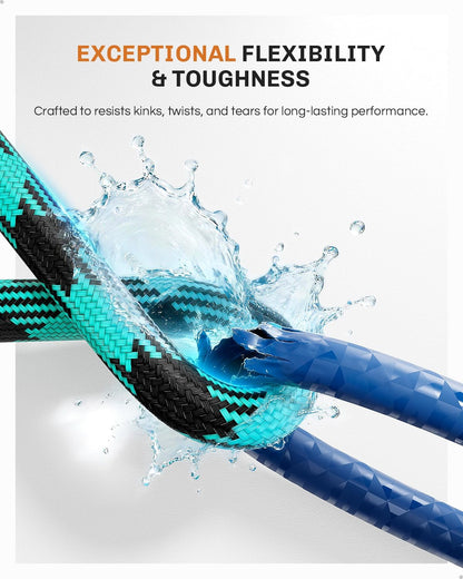 Short Garden Hose 3ft Heavy Duty Durable Anti Kink Flexible 5/8 in Water Leader Hose for Drinking Water Safe BPA Free, All-weather Lightweight Water Hose for Garden RV Camper Marine
