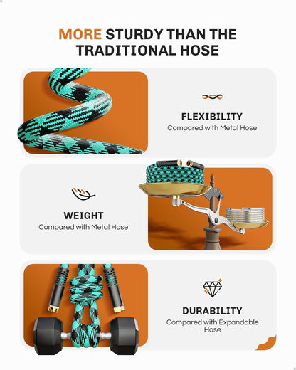 Short Garden Hose 3ft Heavy Duty Durable Anti Kink Flexible 5/8 in Water Leader Hose for Drinking Water Safe BPA Free, All-weather Lightweight Water Hose for Garden RV Camper Marine