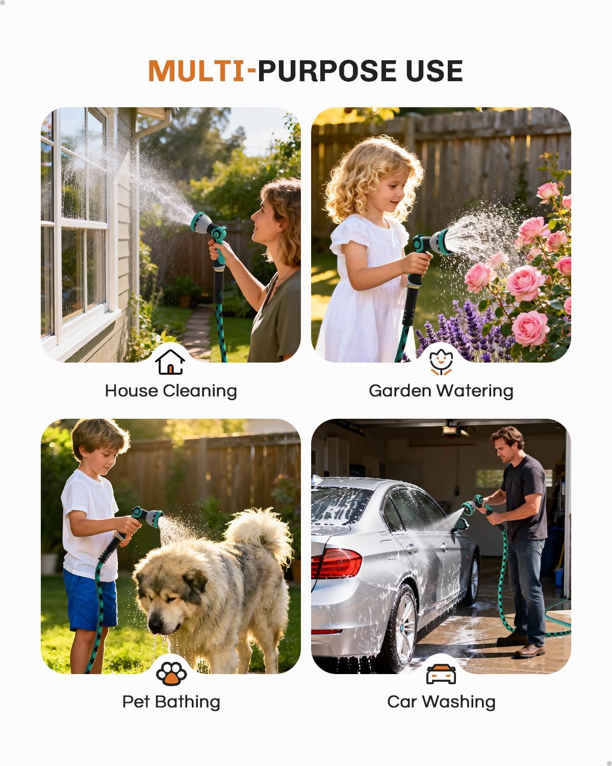 Short Garden Hose 3ft Heavy Duty Durable Anti Kink Flexible 5/8 in Water Leader Hose for Drinking Water Safe BPA Free, All-weather Lightweight Water Hose for Garden RV Camper Marine