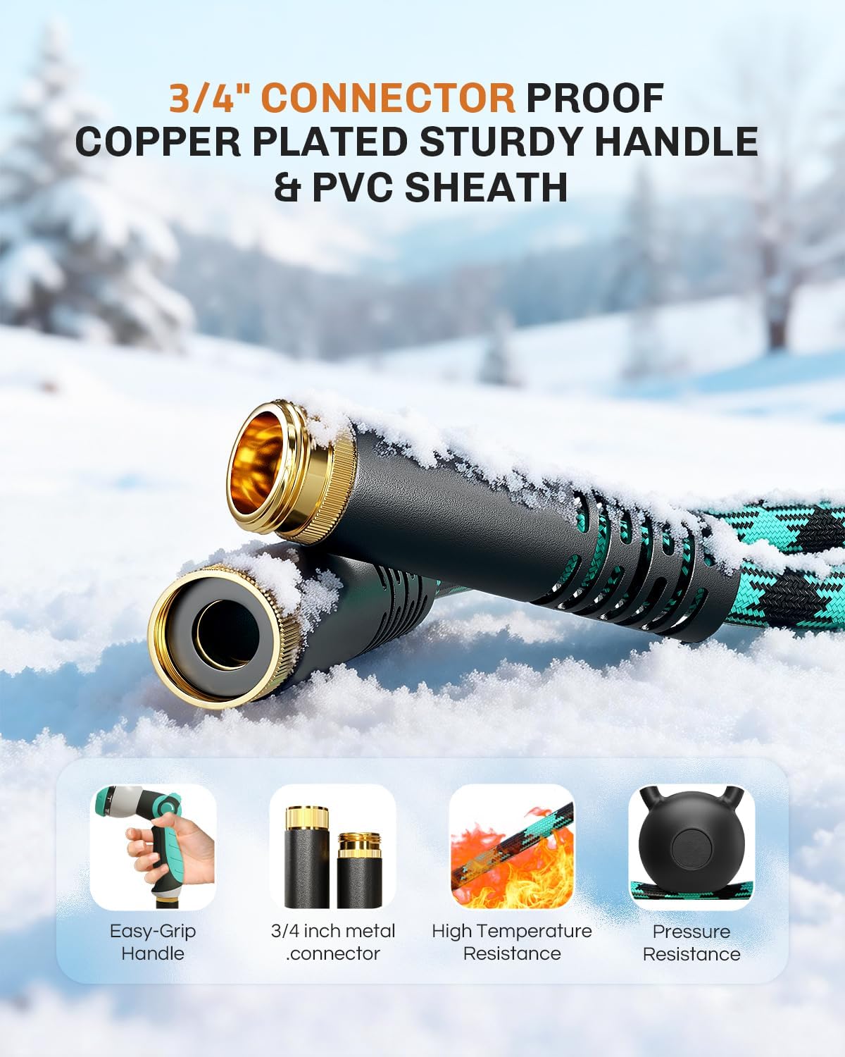 Short Garden Hose 3ft Heavy Duty Durable Anti Kink Flexible 5/8 in Water Leader Hose for Drinking Water Safe BPA Free, All-weather Lightweight Water Hose for Garden RV Camper Marine