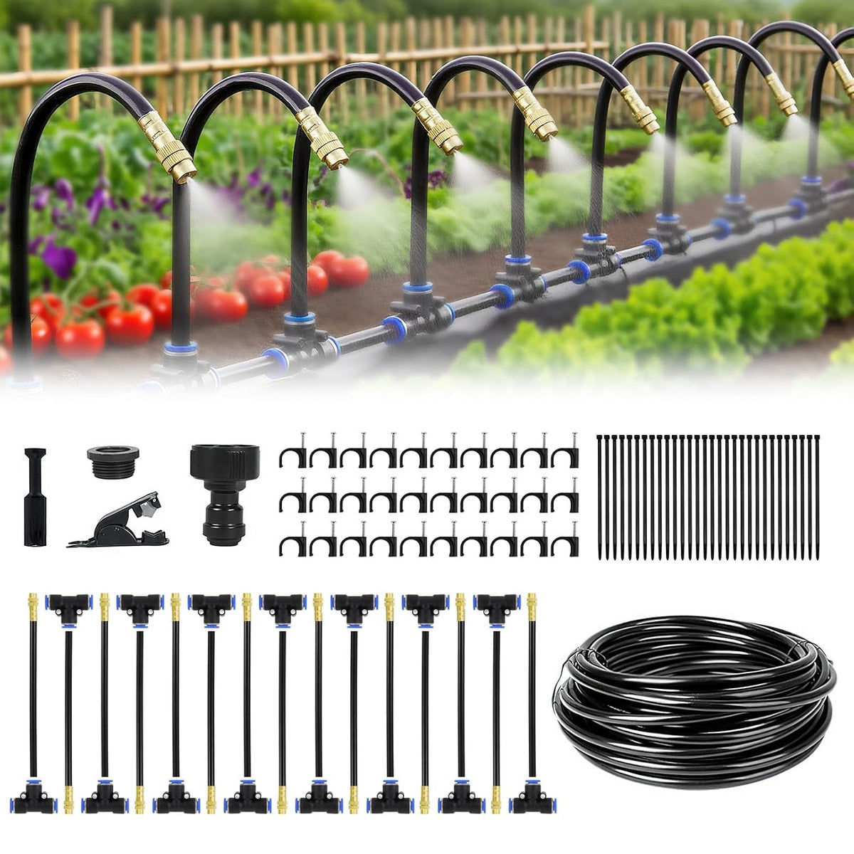 Drip Irrigation System Kit, 50FT Automatic Watering with Timer
