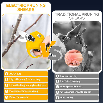 Electric Pruning Shears, Cordless Electric Scissors with 2 PCS Rechargeable 48V 2.0 Ah Batteries & 2 Blades, 1.6" Cutting Diameter Pruning Shears Garden Tool for Tree Trimming Branch Cutter