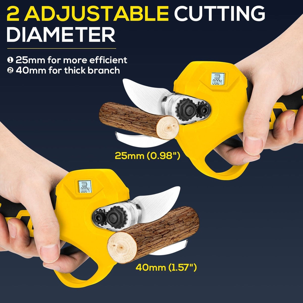Electric Pruning Shears, Cordless Electric Scissors with 2 PCS Rechargeable 48V 2.0 Ah Batteries & 2 Blades, 1.6" Cutting Diameter Pruning Shears Garden Tool for Tree Trimming Branch Cutter