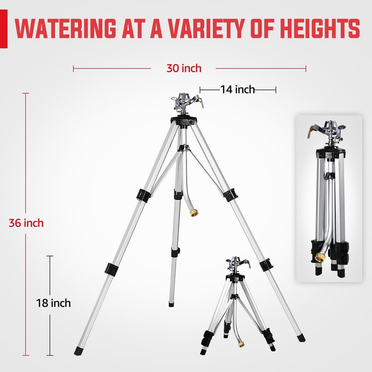 18-36in Heavy Duty Impact Sprinkler with 360° Large Area, 2PCS