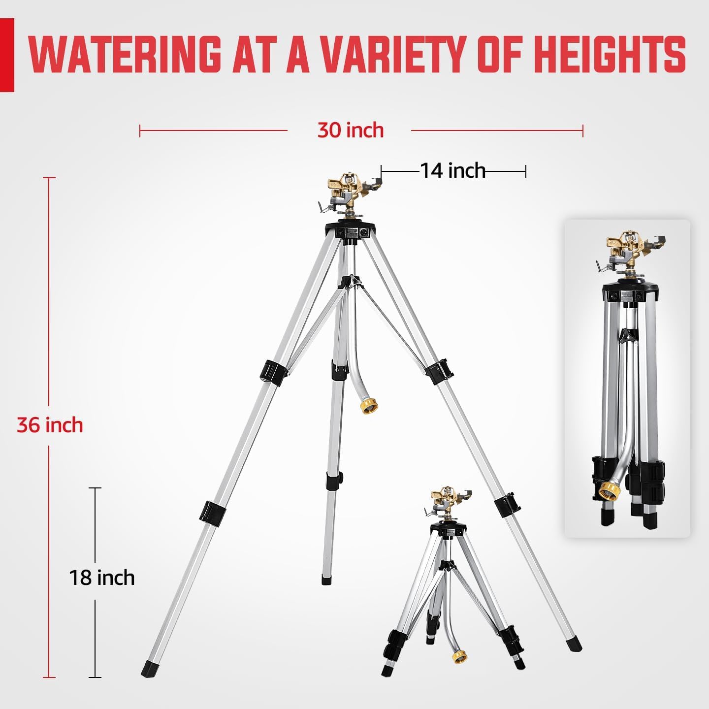 18-36in Heavy Duty Impact Sprinkler with 360° Large Area, 2PCS