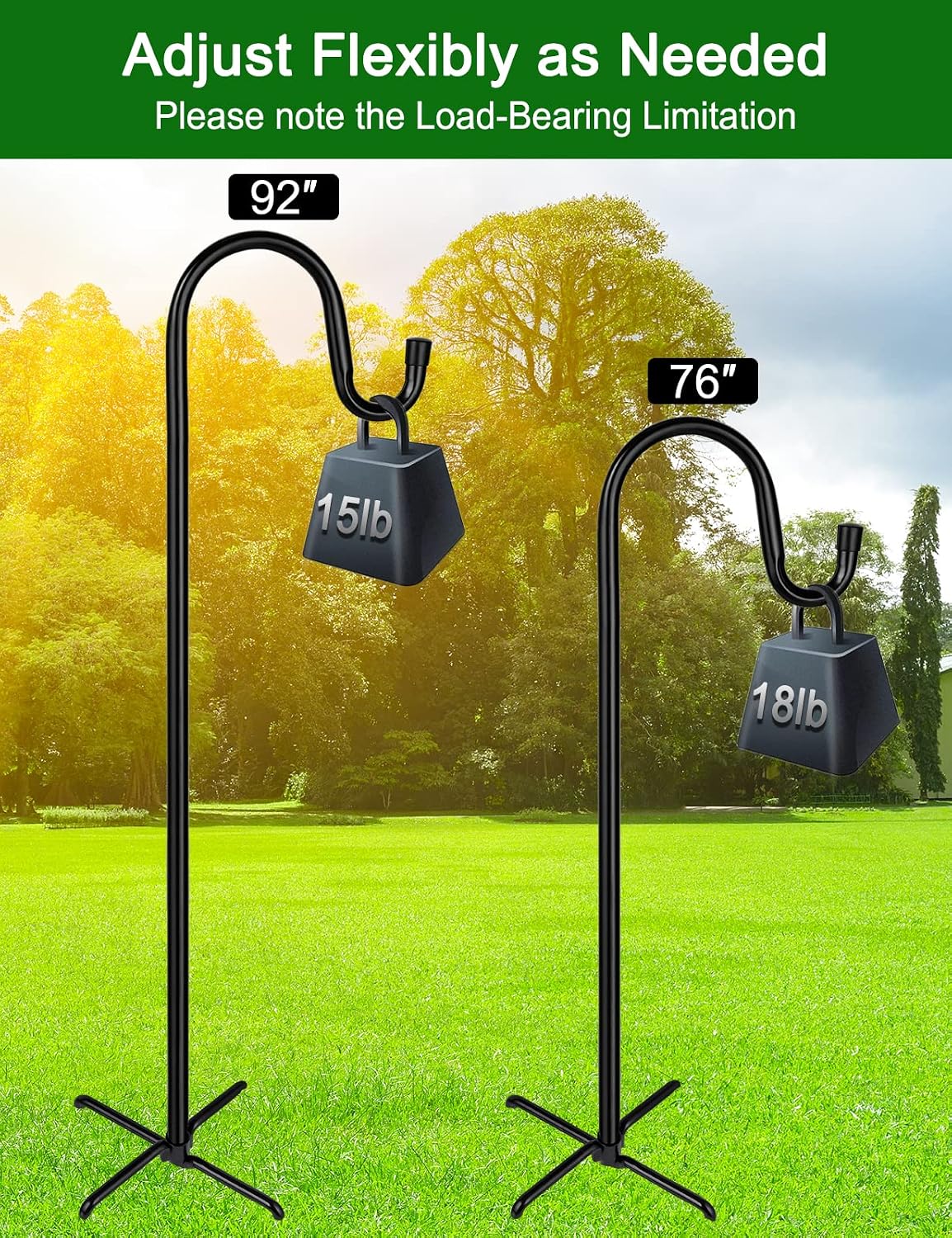 Shepherd-Hooks Adjustable for Bird-Feeder Lantern Plant-Hook Garden-Stake - Plant Stand Hanger for Outdoor Flower Basket, Bird Feeder Hanger Weddings Decor