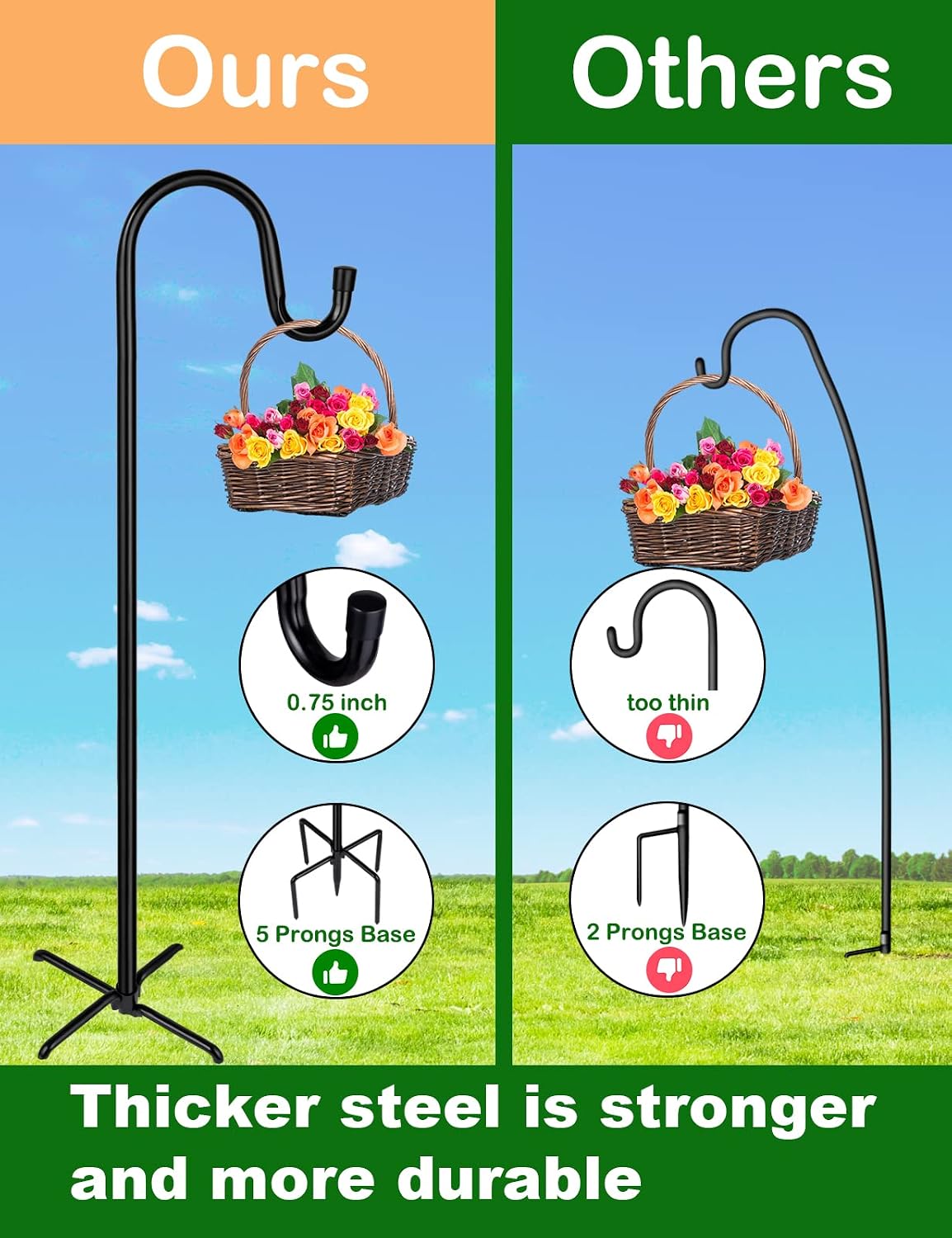 Shepherd-Hooks Adjustable for Bird-Feeder Lantern Plant-Hook Garden-Stake - Plant Stand Hanger for Outdoor Flower Basket, Bird Feeder Hanger Weddings Decor
