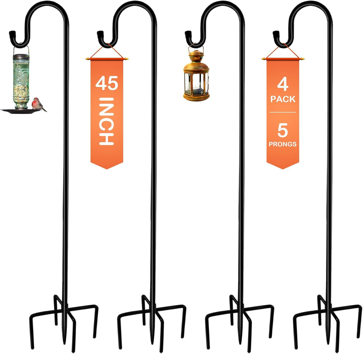 Shepherd-Hooks Adjustable for Bird-Feeder Lantern Plant-Hook Garden-Stake - Plant Stand Hanger for Outdoor Flower Basket, Bird Feeder Hanger Weddings Decor