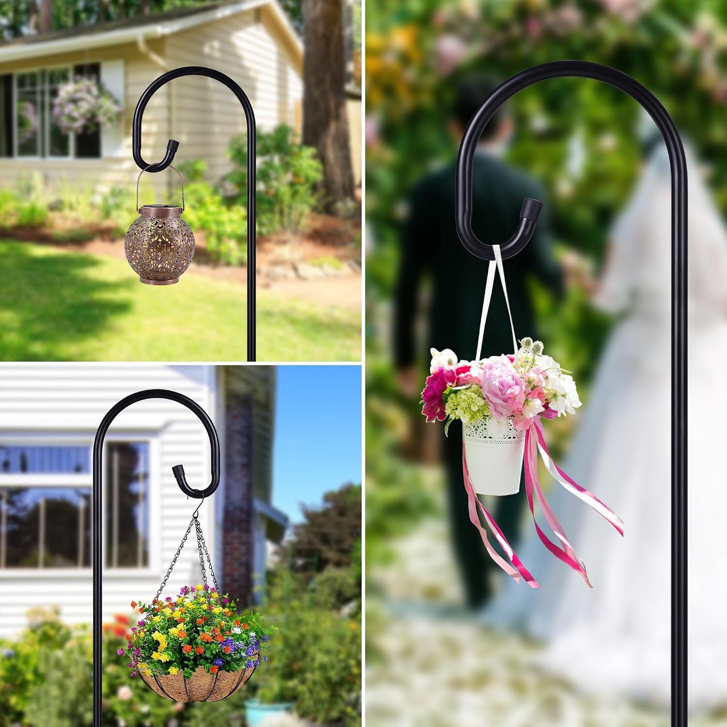 Shepherd-Hooks Adjustable for Bird-Feeder Lantern Plant-Hook Garden-Stake - Plant Stand Hanger for Outdoor Flower Basket, Bird Feeder Hanger Weddings Decor